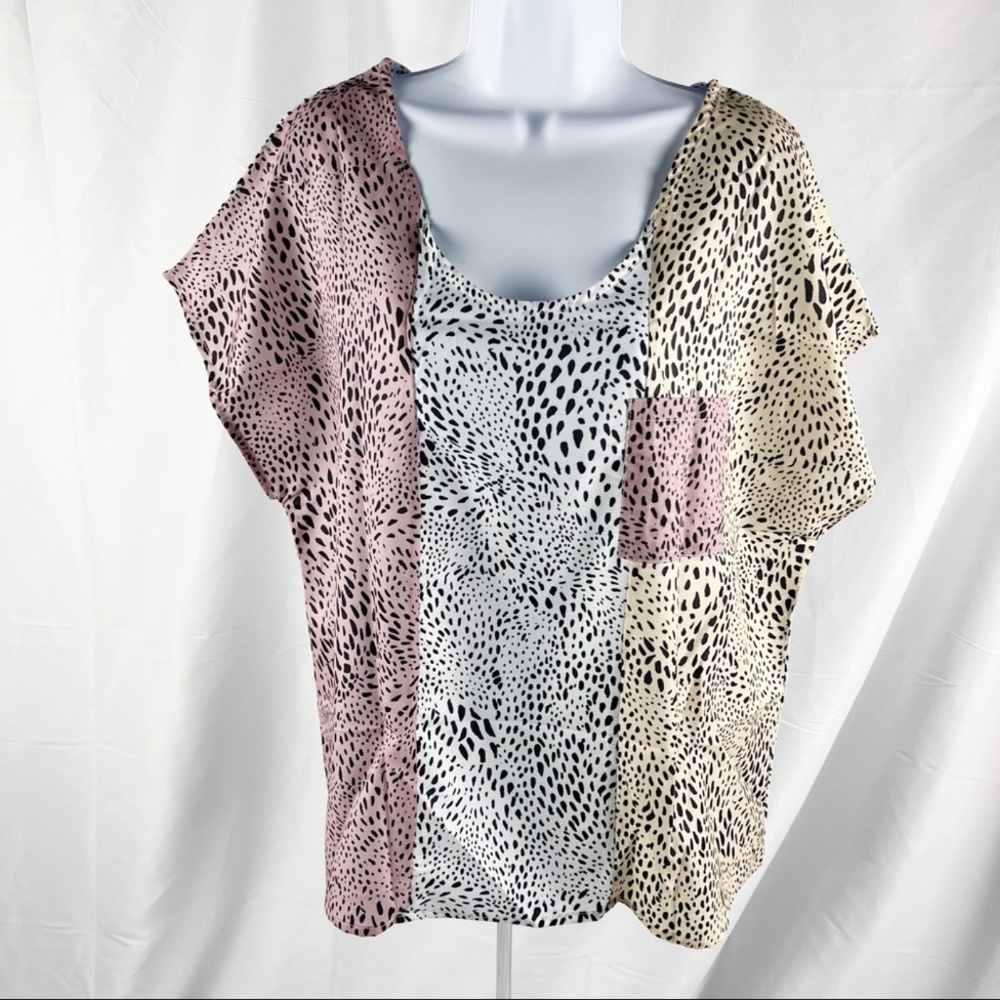 Plus Size Mix Leopard Short Sleeve Top - Size 3x